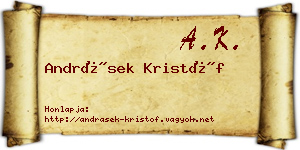 Andrásek Kristóf névjegykártya